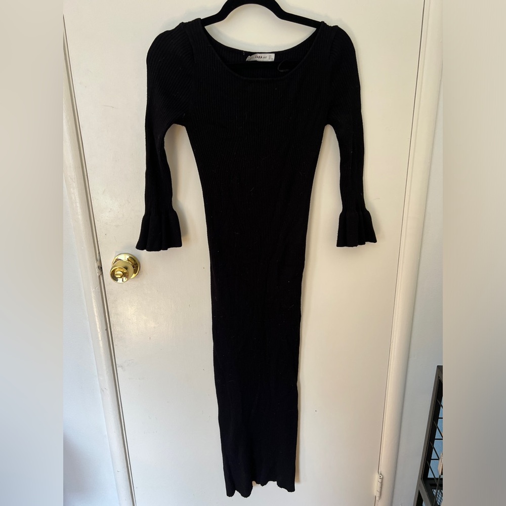 Zara black knit maxi dress
